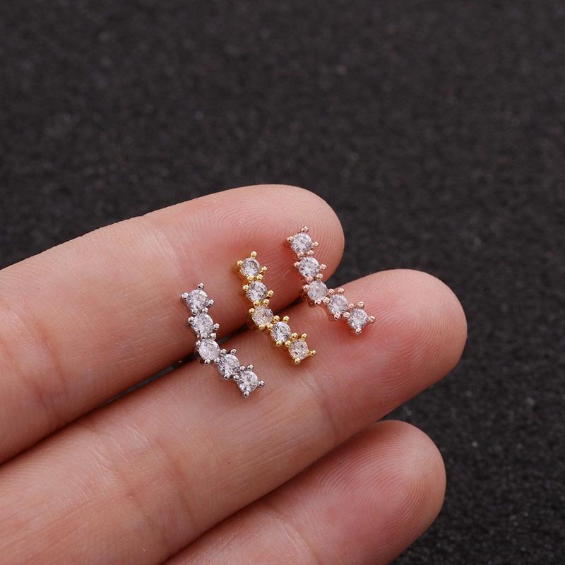 1 Stücke Gold Silber Rose Gold Farbe Blatt Zirkon Knorpel Stud Helix Piercing Tragus Stud Conch Ohrring 4 gold