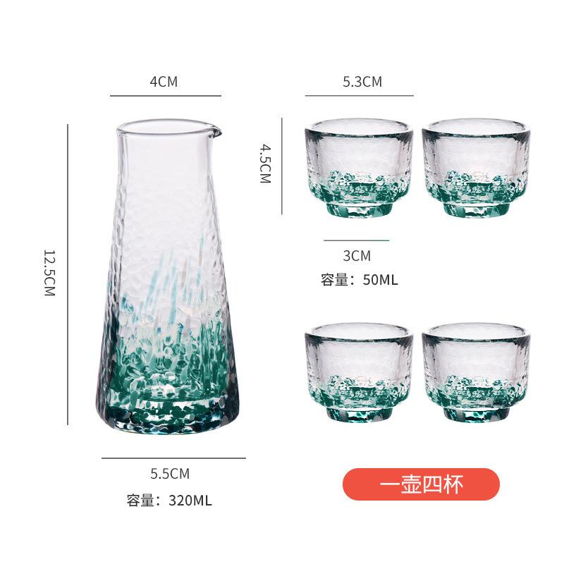 Japanischer Farbkristall Sake-Krug S Glas Set Hämmer Muster Alkohol Weinverteiler Farbpunkt Spirituosen-Dekanter Wodka-Tassen Teetasse 50ml - 320ml
