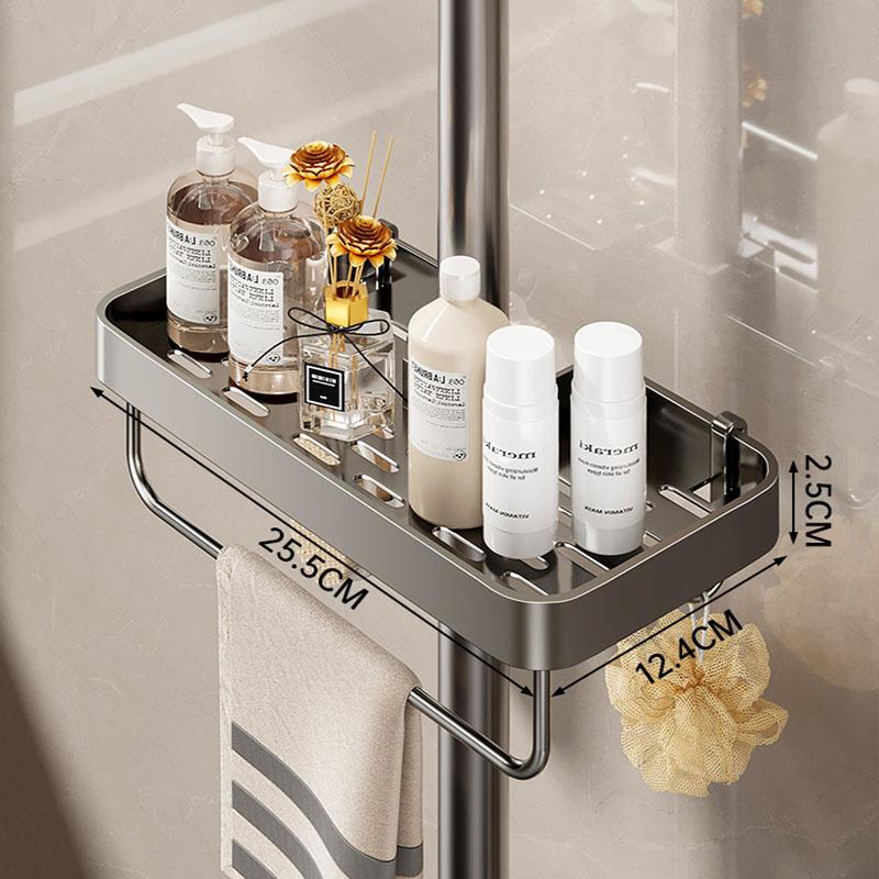 Badezimmer Regen Duschstange Aufbewahrungsregal Organizer Kein Bohren Duschgel Shampoo Tabletthalter Duschgel Shampoo Organizer