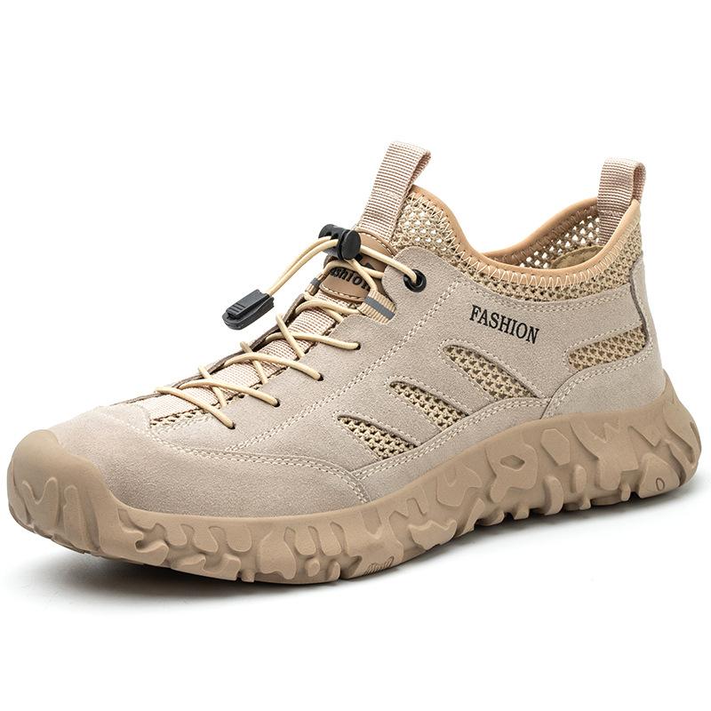 Sommer Sicherheitsschuhe Herren Atmungsaktiv Stahlkappe Arbeitsschuhe Unzerstörliche Sicherheitsstiefel Herren Schützende Arbeitssneaker 44 khaki