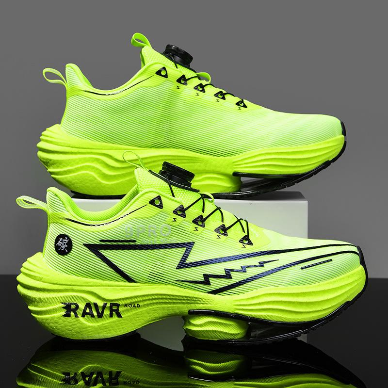 Laufschuhe mit Carbon-Oberfläche für Jugendliche, Eltern-Kind-Sportschuhe, stoßdämpfend, leicht, atmungsaktiv, professionelle Laufschuhe, für den Primar- und Sekundarbereich. 31 fluoreszierende grün