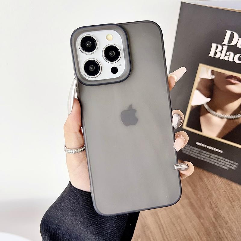 Frosted Clear Handyhülle für iPhone iPhone 16 15 Pro 14 Plus 13 12 Pro Max 11 Stoßfeste, weiche TPU-Rückseite in Volltonfarbe iPhone 15 Plus schwarz