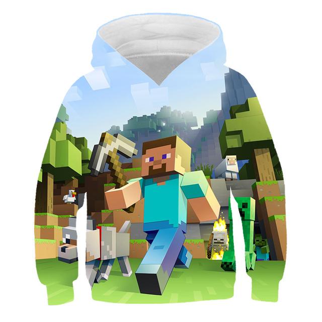 2025 Neue Minecraft Pop Hoodies Kinder T Hoodie Kawaii Zombie Cartoon Jungen und Mädchen Oberteile Kleidung 4 5 6 7 8 9-14 Jahre alt 11-12 Years black