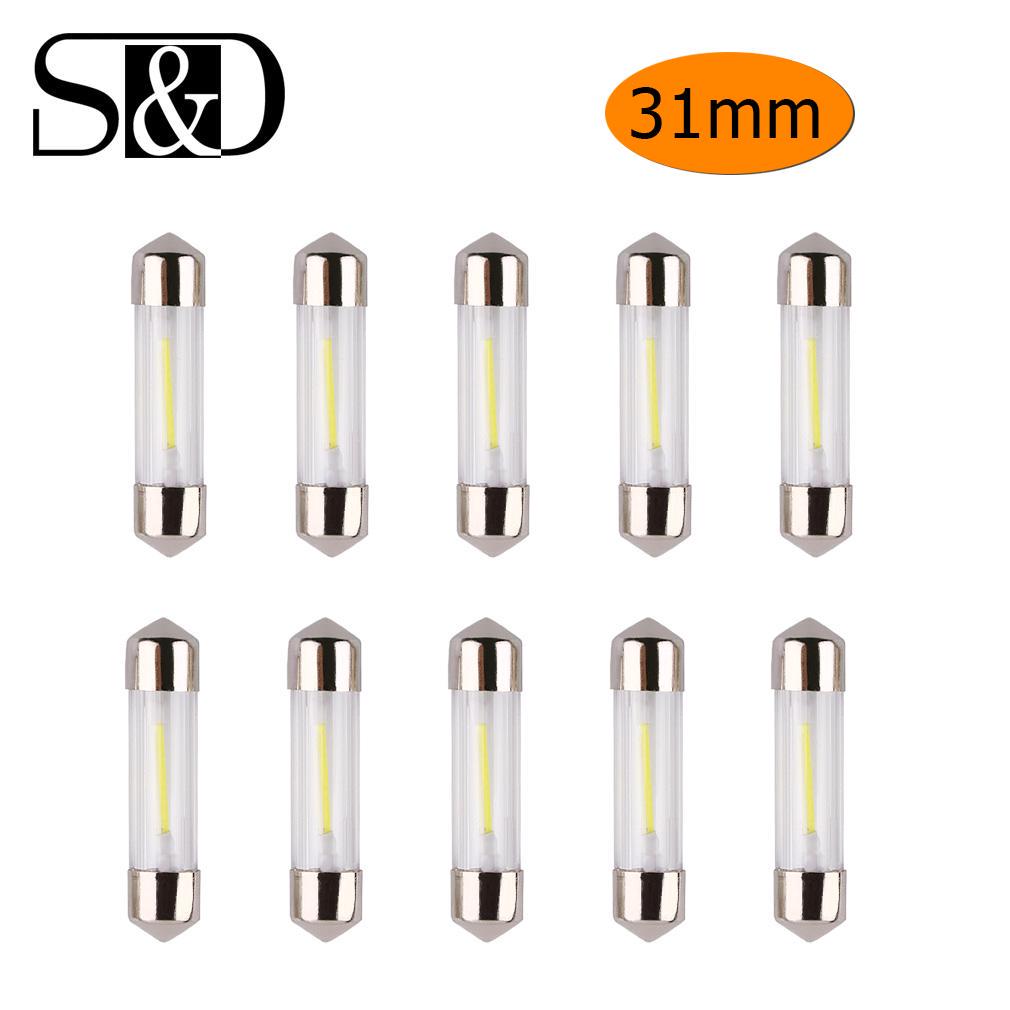 10 stücke C5W Led-lampen 41mm 39mm 36mm 31mm COB Auto Innen Festoon Dome Lesen lichtquelle Weiße Seite Kennzeichen Lampe 12V 31mm