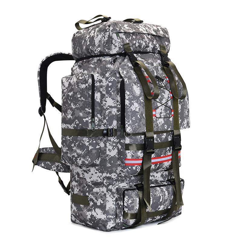 130 l, extra großes Fassungsvermögen, wasserdichter Outdoor-Reise-Camping-Rucksack, Klettertasche, Wandergepäck-Rucksack grau