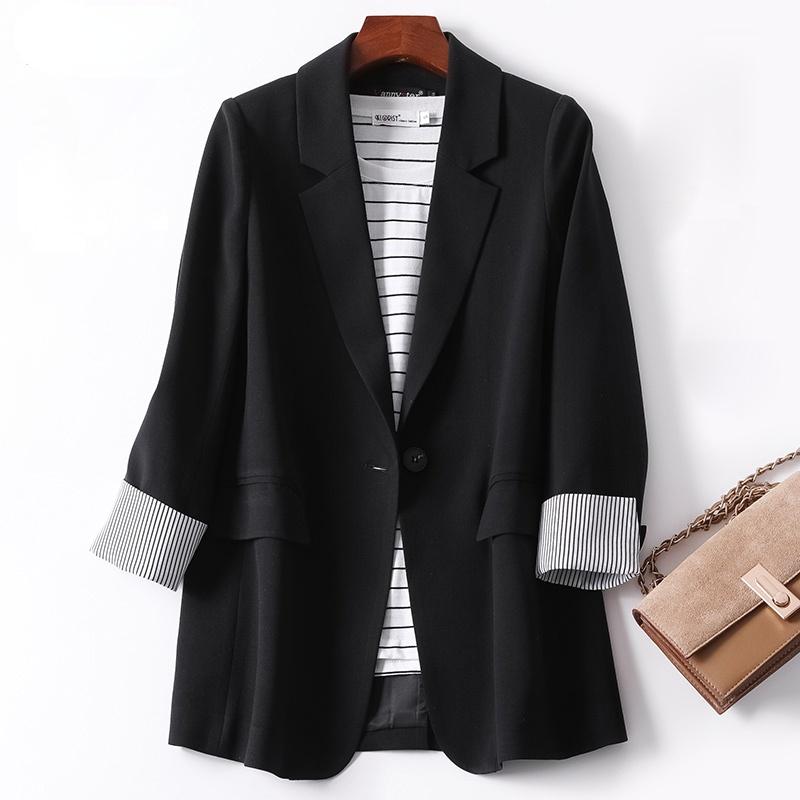 Damen Langarm Frühling Casual Blazer Mode Business Plaid Anzüge Frauen Arbeit Büro Blazer Frauen Mäntel Jacke XXXXXL schwarz