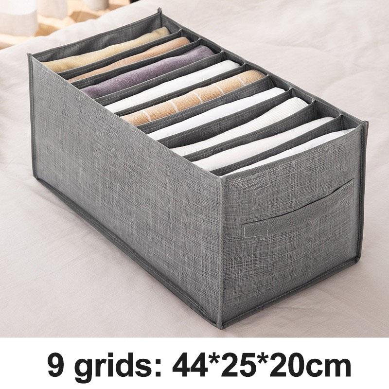 Jeans-Schrank-Organizer, Aufbewahrungsboxen, Schrank-Organizer, Kleiderschrank-Trennwände, Schubladen-Organizer, faltbare Unterwäsche-Aufbewahrungsbox 9grids 44*25*20cm grau