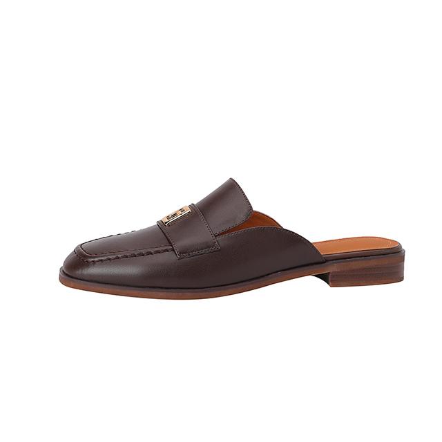 Frühling Sommer Damen Sandalen Damen Schuhe Echtes Leder Solide Hausschuhe Schuhe Für Damen Damen Hausschuhe Pantoletten Flache Schuhe 38 braun