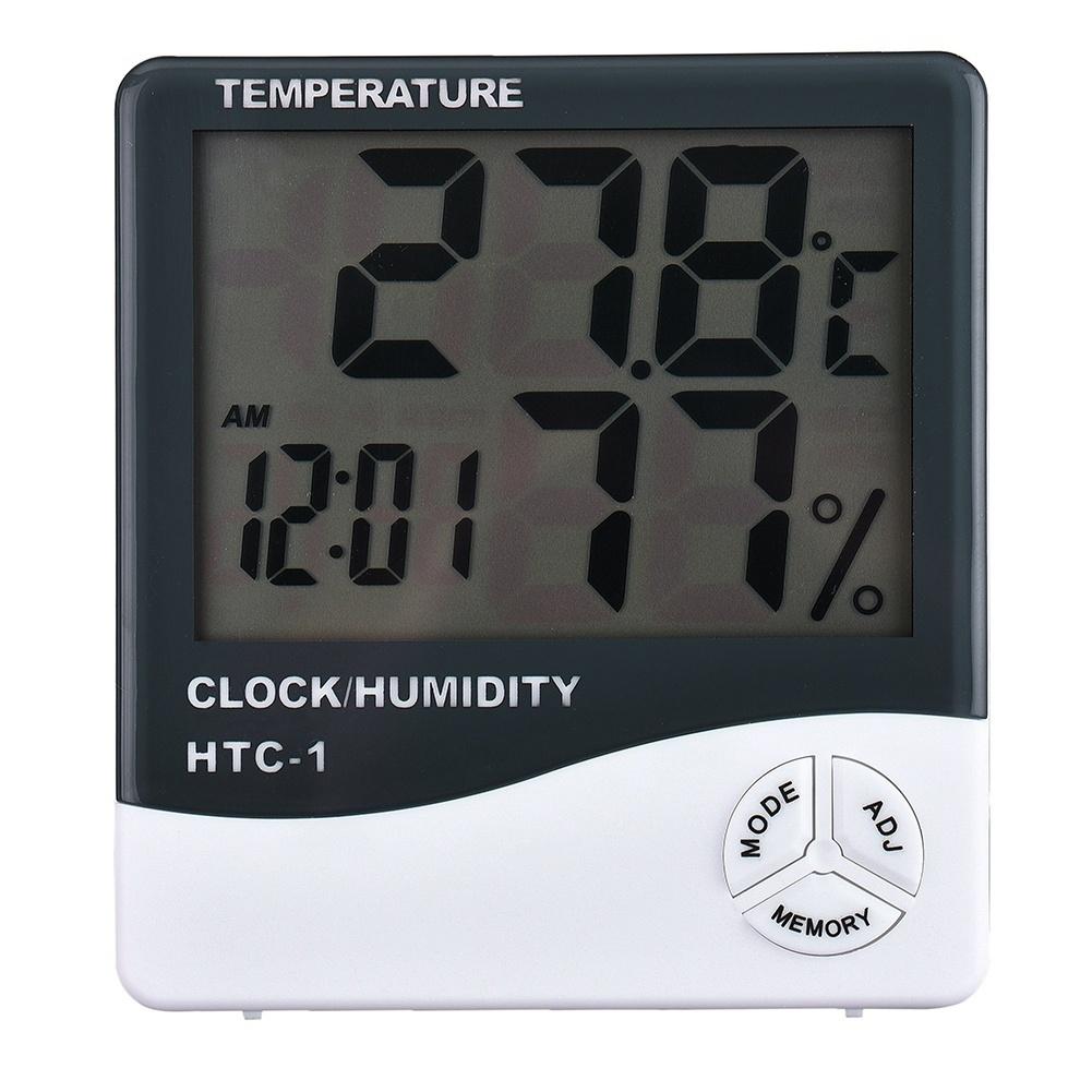 HTC-1 Multifunktions-Digitalthermometer Hygrometer Uhr mit Großbildschirm Raum Digital