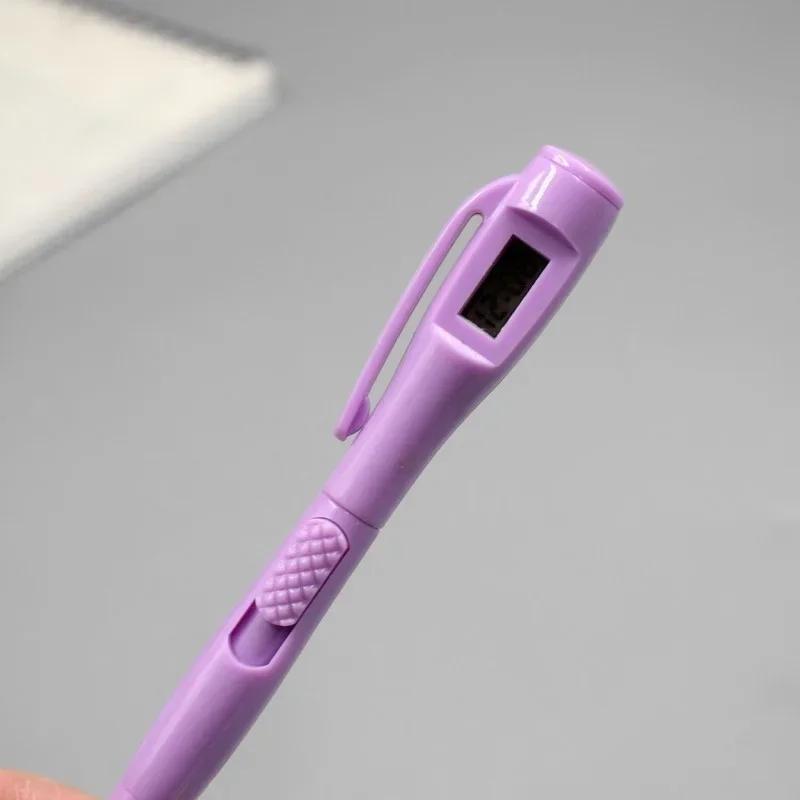 Kreativer Kugelschreiber mit elektronischer Uhr für den Bürouhrtest, Schulbedarf, blaue Kugelschreiber, koreanisches Briefpapier Blue violett