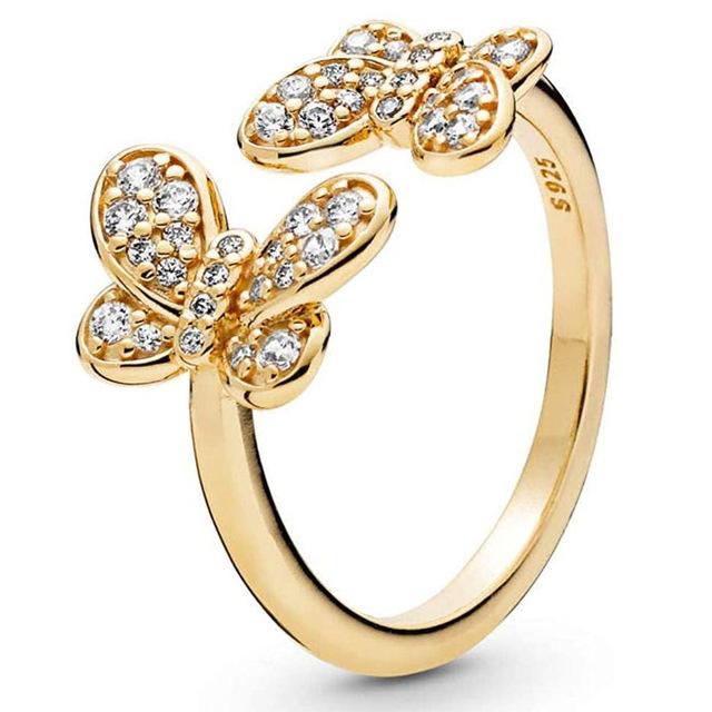 Ring aus 925er-Sterlingsilber, Schmetterling, Unendlichkeitssteine, Pfirsichblüten-Logo, stapelbarer Dreifachring für Frauen, Geschenk, Modeschmuck 5