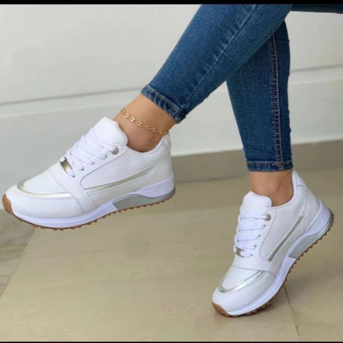 Damenschuhe, Schuhe mit dicker Sohle, Freizeitschuhe, Niedrig geschnittene Schuhe, Schnürschuhe, Sportschuhe, Einzelne Schuhe, Flache Schuhe, Farbblockierte einzelne Schuhe 42 weiß