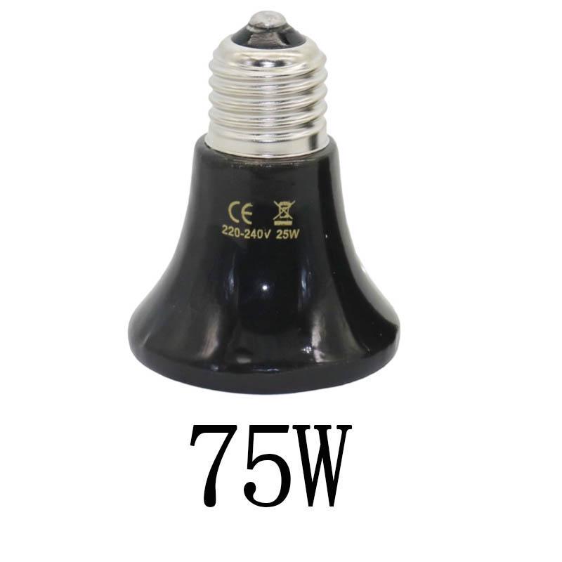Haustier-Heizlicht, E27, 25 W ~ 100 W, kleine konische Keramik-Emitter-Wärmelampe, schwarz, für Reptilien, Haustier-Grüblerlampe, 1 Stück 75W