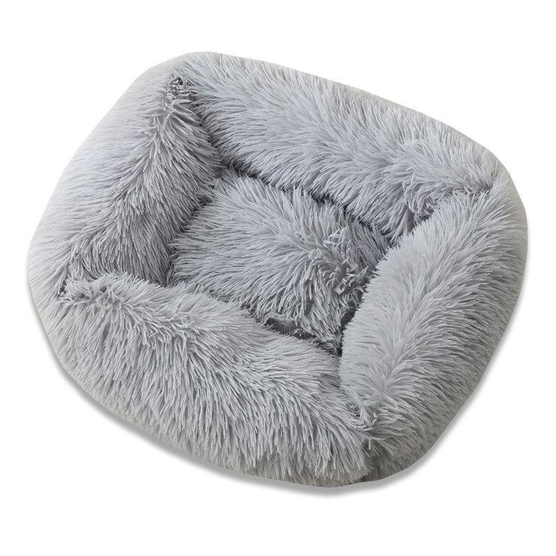 Verdicktes Warmes Plüsch Quadratisches Katzenbett Tiefschlaf Hundekissen Katze Hund Haustierbedarf Kissen XS gray