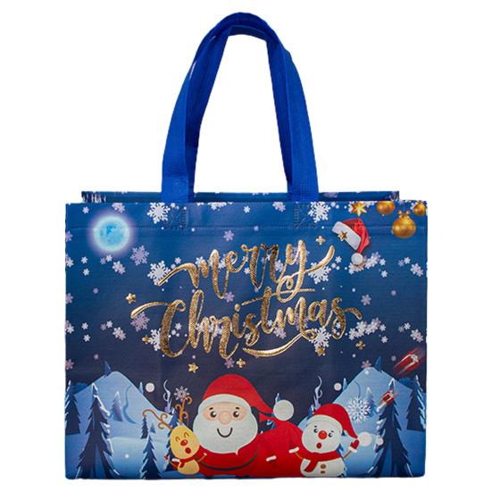 Weihnachtsgeschenktüte, Weihnachtsmann-Schneemann-Design, großes Fassungsvermögen, Doppelgriff, Vliesstoff, Süßigkeiten-Geschenkverpackungsbeutel B