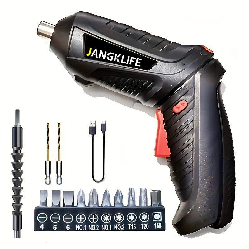 Akku-Elektroschrauber, wiederaufladbar, ergonomischer Griff, Bohrschrauber, Elektrowerkzeug-Bit schwarz