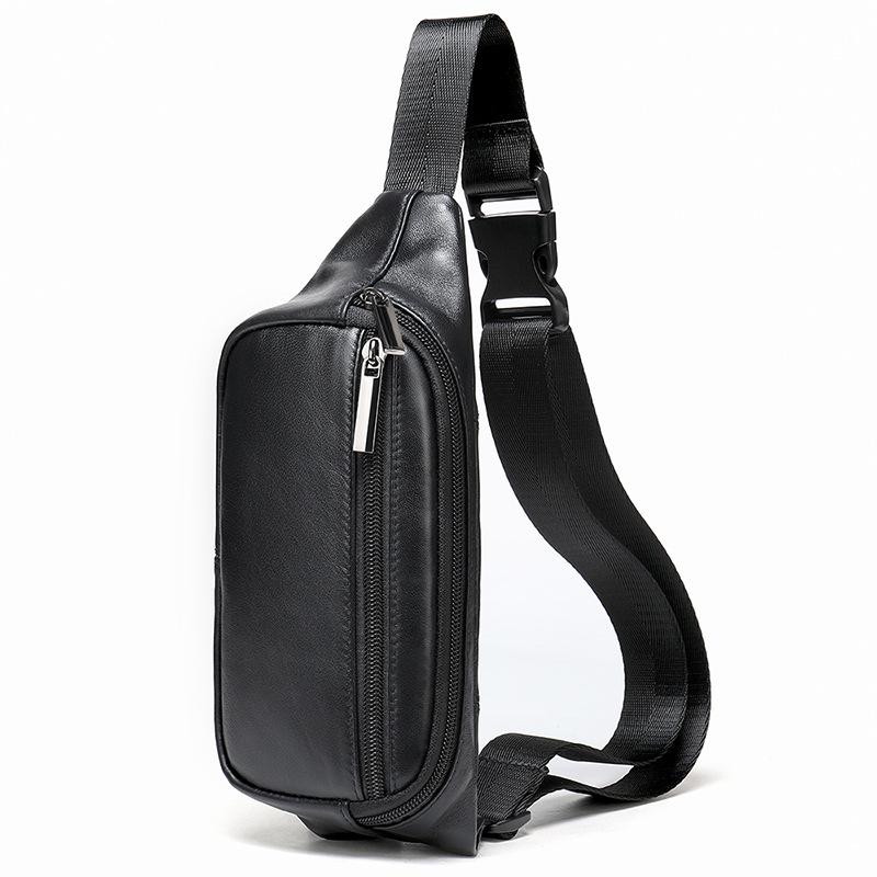 Schaffell-Hüfttasche Herren-Brusttasche aus Leder für den Außenbereich Herren-Umhängetasche aus Leder wasserdichte Satchel-Handytasche schwarz