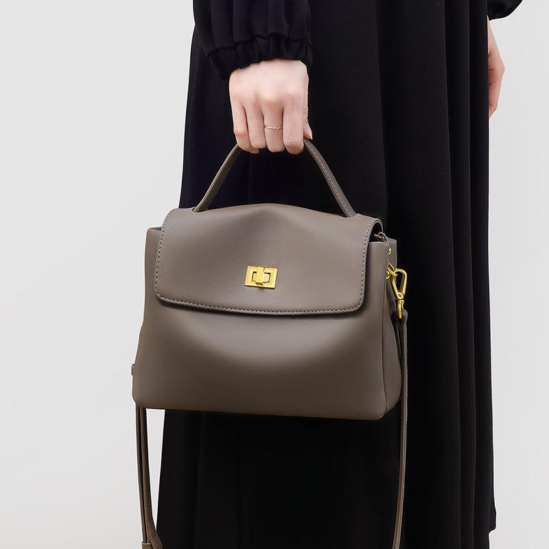 Neue Herbst- und Winterhandtaschen Kostenloser Versand Taschen Echtes Leder Pendler-Trend Hochwertige und vielseitige Schultertaschen Umhängetaschen gray