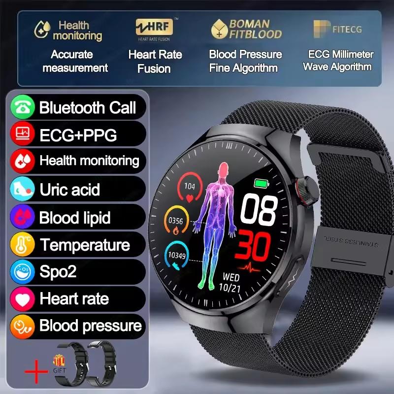 2026 Neue klinische Smartwatch mit EKG+PPG und Körper-Mikroüberwachung, Mikro-Untersuchung, Herzfrequenz, Smartwatch für Android & iOS, Damen mesh belt