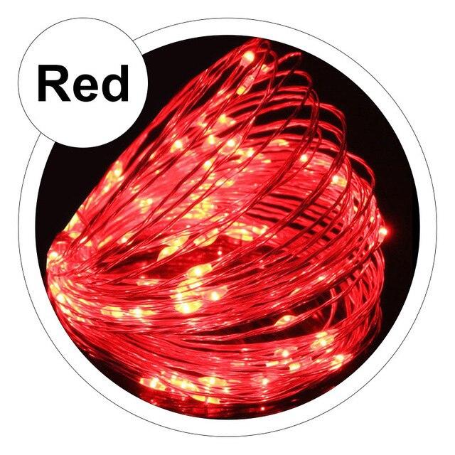 LED-Lichterkette, 2 m, 5 m, 10 m, USB-LED-Lichterkette, Fee, Weihnachten, Silberdraht, Hochzeit, Girlande, Lichterkette, Party-Dekoration 10M 100LEDs rot