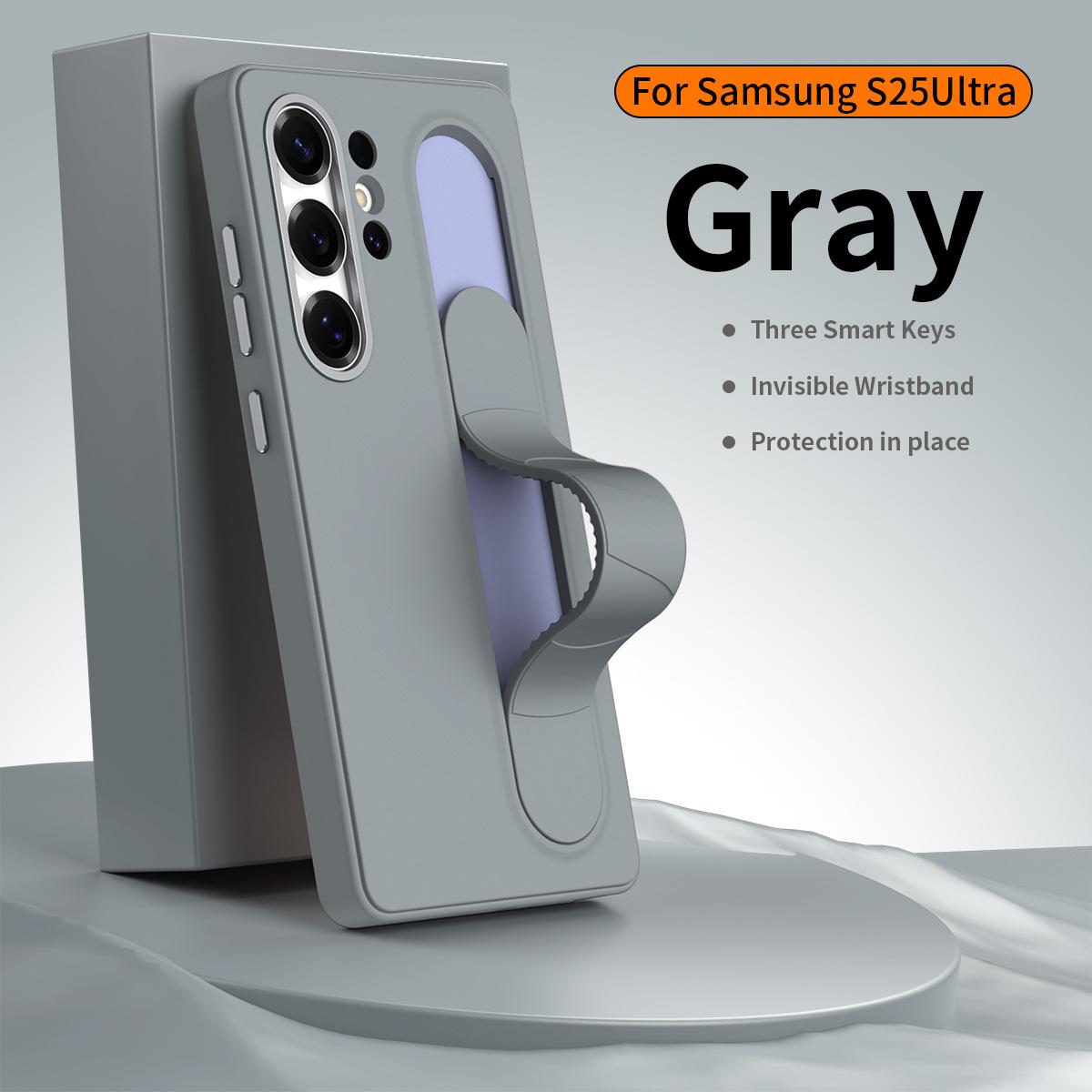 Offizielles Silikon Elastisches Ständer Armband Schutzhülle Für Original Samsung Galaxy S26 Ultra S25 Plus S24 S23 Anti-Fall Handyhülle Galaxy S23 Ultra beige