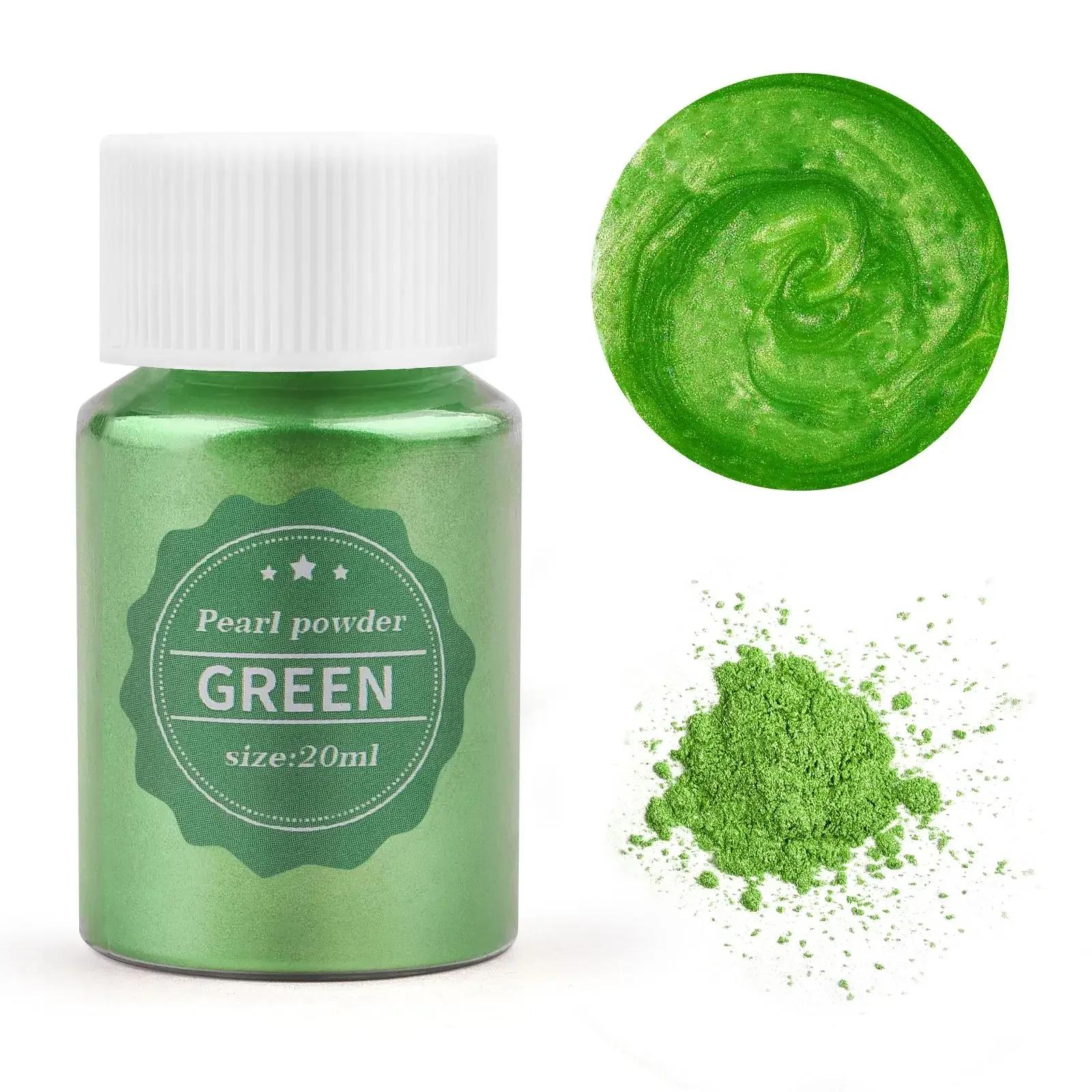24 Farben, 15 g Glimmerperlenpulver für die Herstellung von Epoxidharz, Seife, Kerzen und Schmuck – natürlicher Pigmentfarbstoff für DIY-Projekte 20ml grün