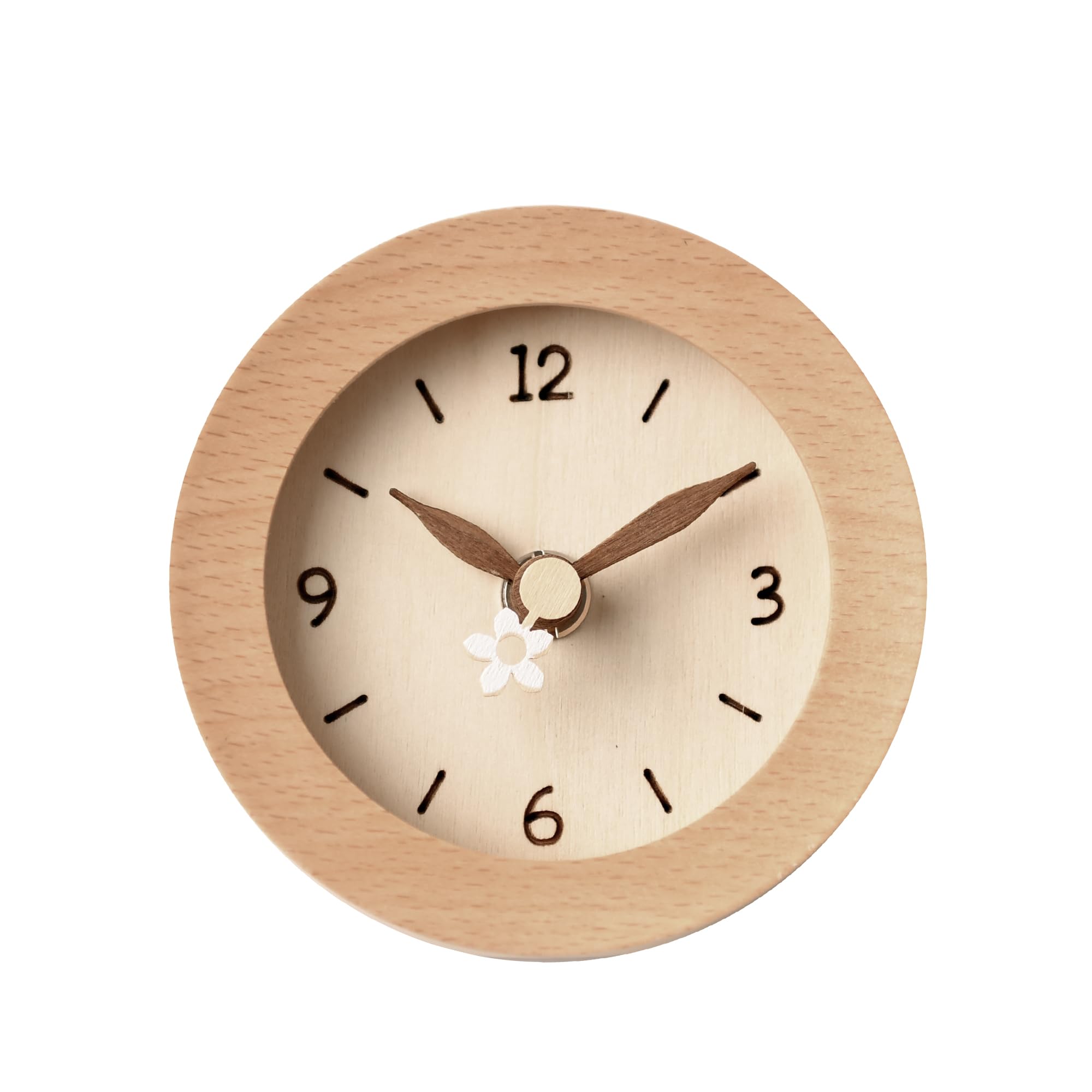 Vanilleholz Rund Stille Uhr Tisch x x Holz Wohnzimmer Skandinavischer Stil [Banana Kobo] Uhr/Wanduhr, Leise, 9.8 9.8 5cm, 150g, Leicht,