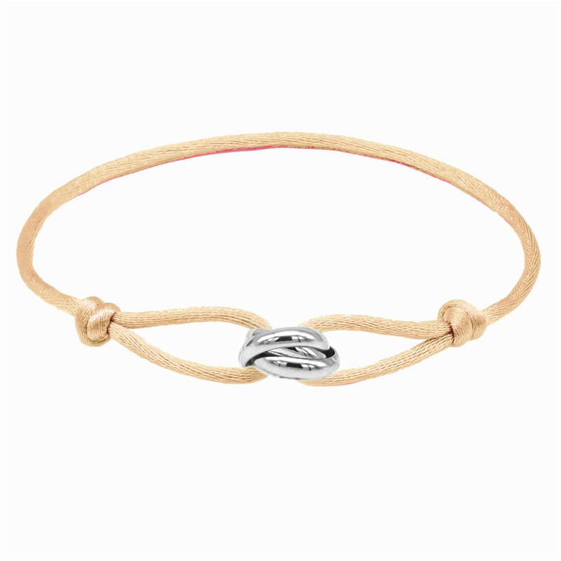 Armband 3 Edelstahl Metallschnalle Armband Verstellbare Kordel Klassisches Armband für Männer Freundschaftsschmuck Geschenk für Frauen Adjustable size beige