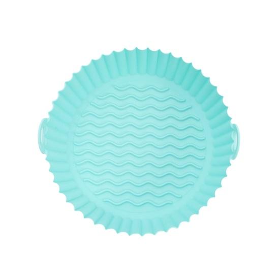 Silikon Heißluftfritteusen-Einlage mit Griffen Runde Faltbare Matten zum Backen, Frittieren, Dämpfen Lebensmittelqualität Antihaft Hitzebeständig Backblech minze, grüne