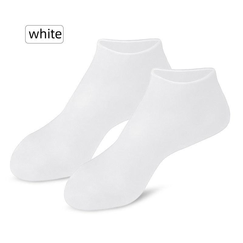 Feuchtigkeitsspendende Socken mit Silikongel und Aloe-Socken, Pediküre-Socken für trockene, rissige Füße und zum Erweichen rauer und abgestorbener Haut weiß