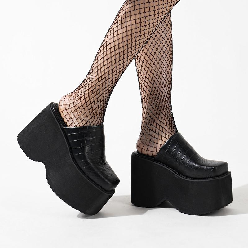 Mode Neue Beliebte Damen Hausschuhe für Damen in Übergröße Tragen Sie Hausschuhe der Größe 34-43 Sommer 10cm Dicksohlige Damenabsatz-Hausschuhe 35 schwarz