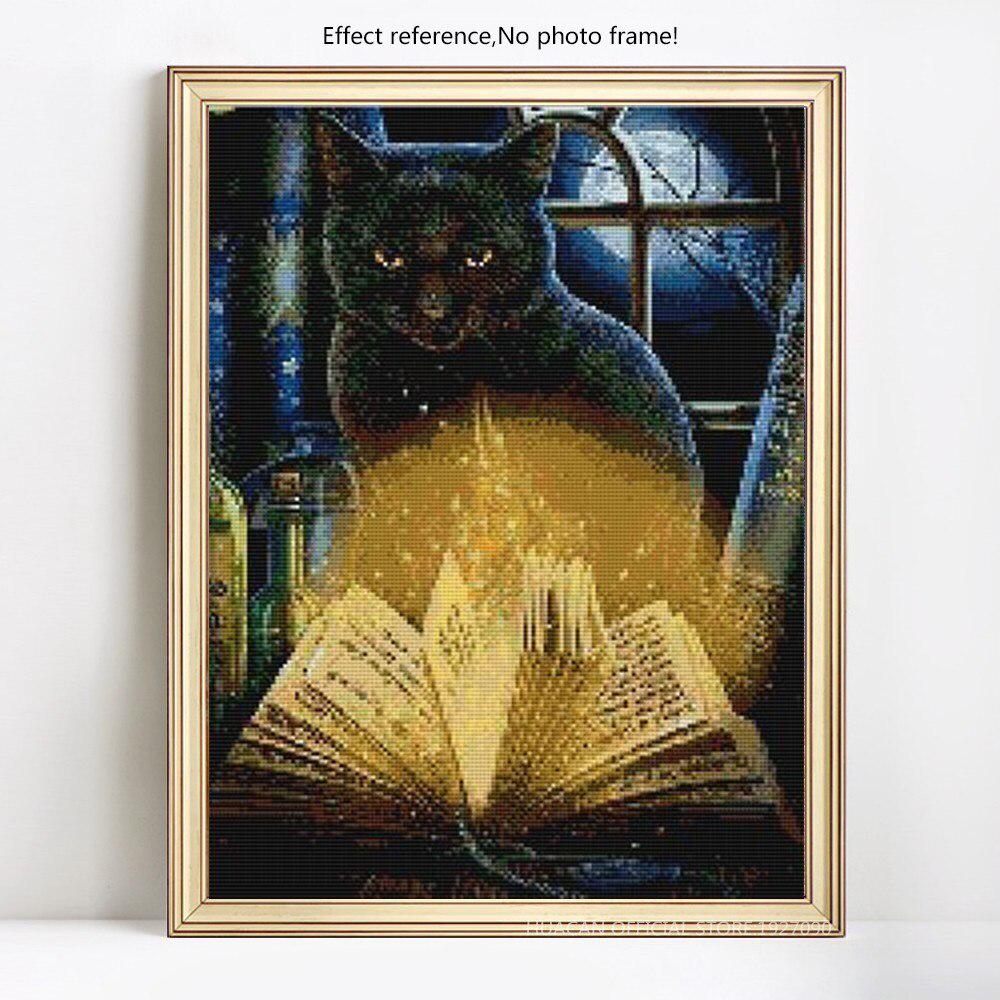 Diamant-Malerei Tier Katze Buch Licht Strass Mosaik Diamant Stickerei 20X30CM