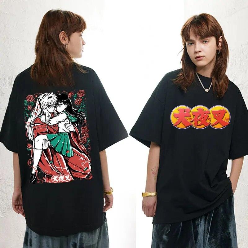 Japan Anime Inuyasha Sesshoumaru Higurashi Kagome Print T Shirt Unisex Frauen Street Fashion T Shirts Sommer Casual Baumwolle T-shirts 2XL