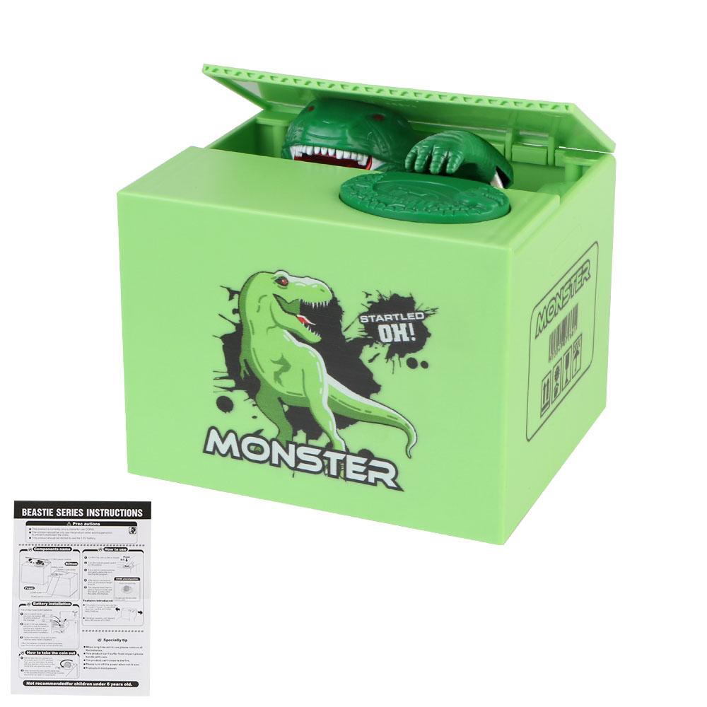 Automatisierte Münzbank Actionfigur Spielzeug Münz-Sparschwein mit Musik Spielzeug Elektronische Spardose Stehlende Spardose Kindergeschenk Dinosaur