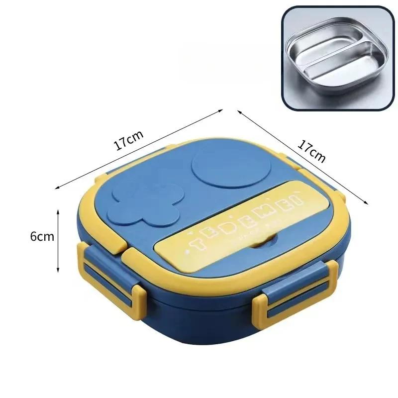 Edelstahl Deckel Picknick Bento Box mit Fach Kinder Metall Lunchboxen Isoliert Reise Auslaufsicher Lebensmittel Lunchbehälter