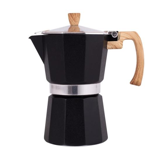 Moka Pot Espresso Maker Leicht zu reinigende Herd-Kaffeemaschine aus Aluminium, kubanische Kaffeemaschine im italienischen Design für vollen Geschmack 150ML schwarz