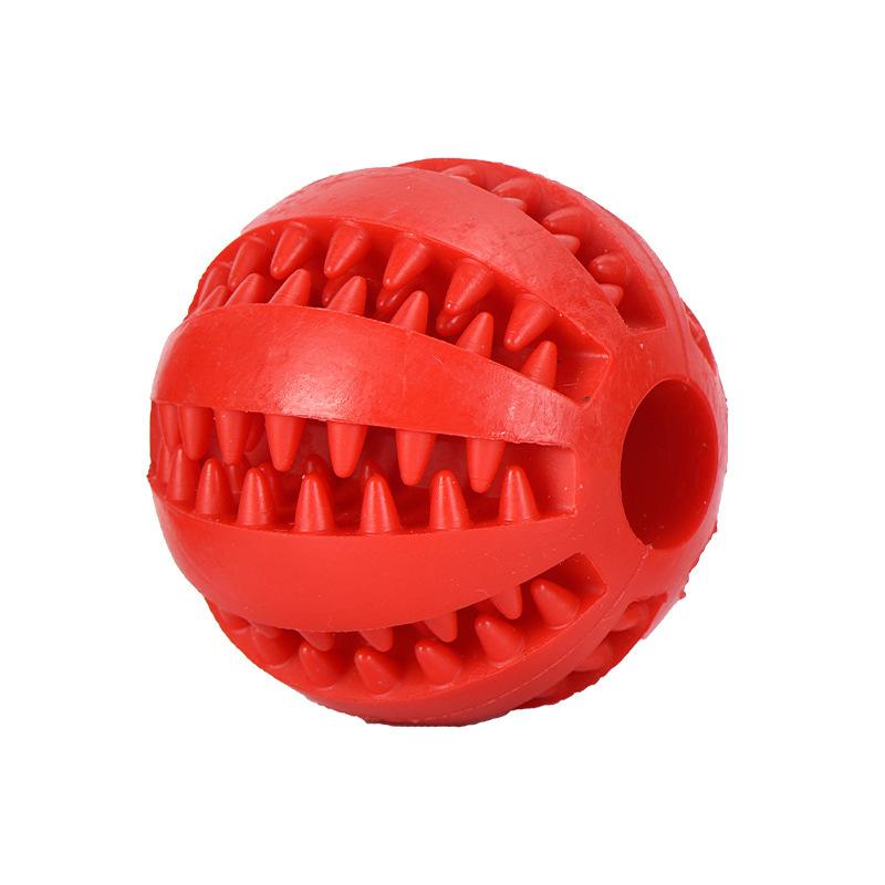 Weiches Haustier-Hundespielzeug, lustiges, interaktives elastisches Kauspielzeug für Hunde, Zahnreinigungsball, Futter, extra robuster Gummiball für Hunde 6cm rot