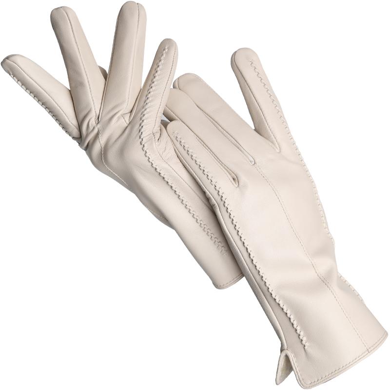 Mode frauen handschuhe Farbe Schaffell Winter Warme Dünne Touchscreen handschuhe Hohe Qualität 8.5 beige