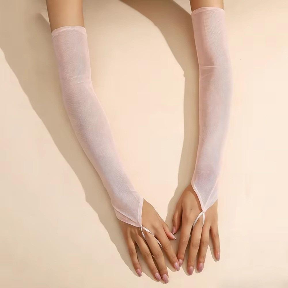 Modische Transparente Netzhandschuhe Elastische Durchsichtige Lange Handschuhe Dünn Sonnenschutz Brautkleid Accessoires Abschlussballkleid rosa