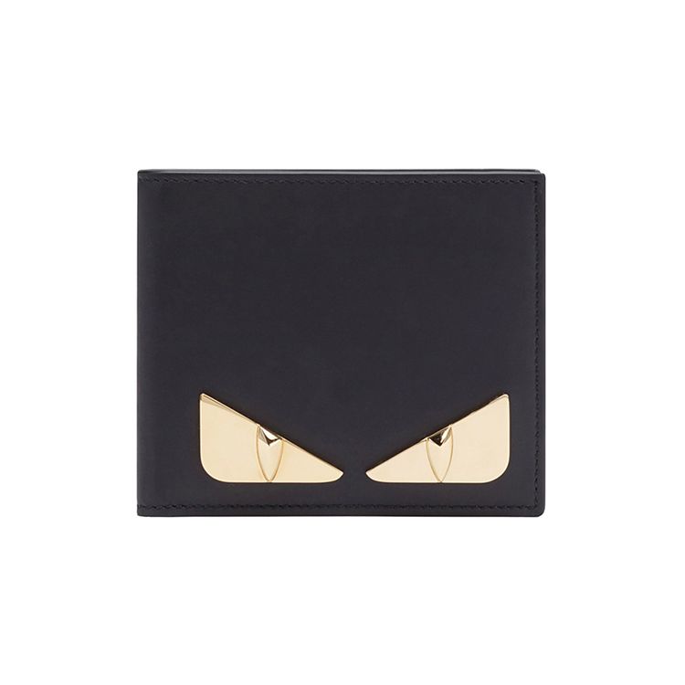 Fendi Metallische Monsteraugen Kurzes Doppelfalt-Portemonnaie Herren Portemonnaie Schwarz 7M0169-SQP-F0KUR Basic Set (Bag+Dust Bag)