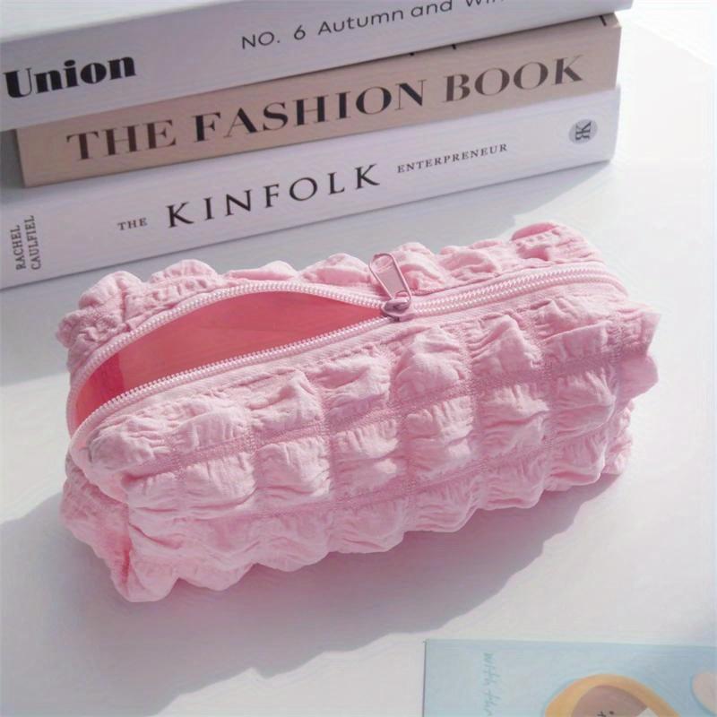 Kawaii Puffs Federmäppchen Tasche Kosmetiktasche Mädchen Stiftemäppchen Box Niedliche Koreanische Schreibwaren für Büro Schulsachen Studenten rosa