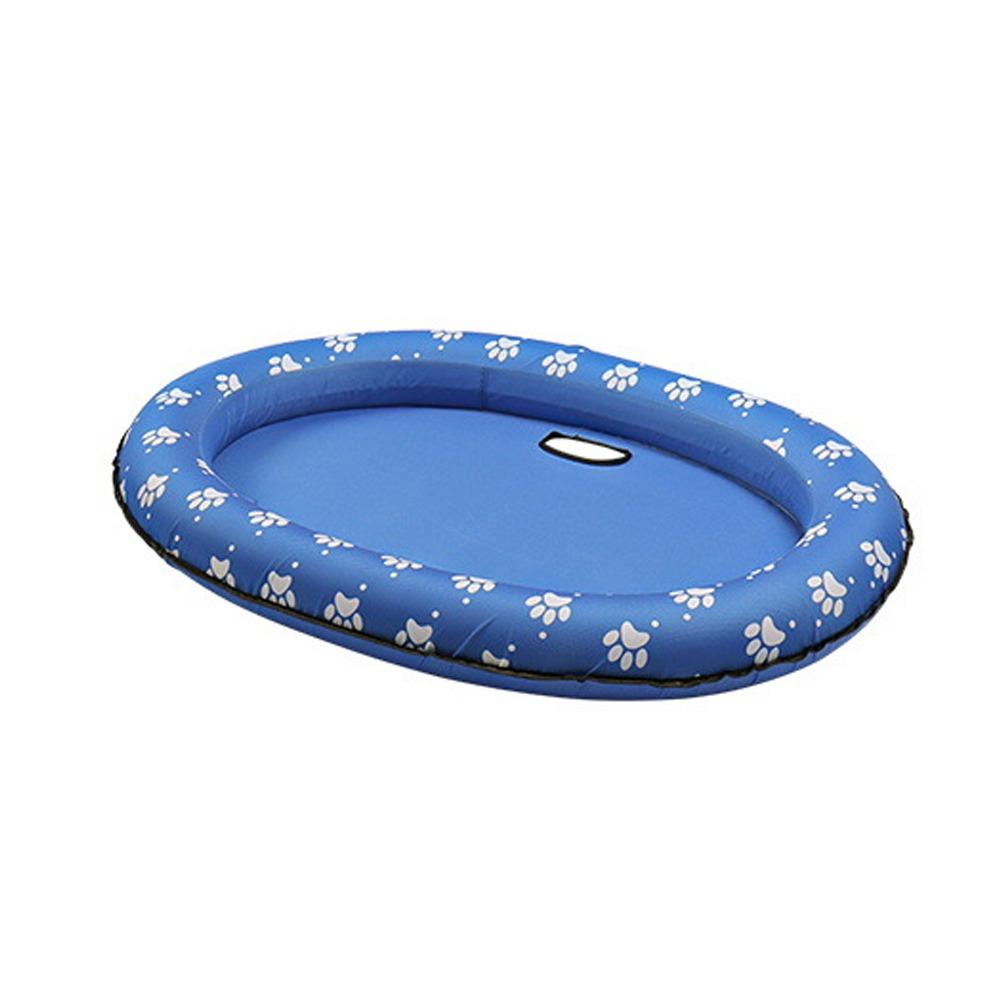PVC Hund Schwimmhilfe Faltbar Haustier Hund Schwimmer Reisebedarf Haustier Aufblasbares Floß Sonnenbad M blau