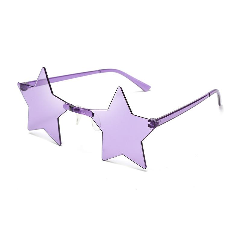 Neue kreative Stern Brille Candy Farbe Männer Unisex Frauen randlose Schattierungen Persönlichkeit Party Mode Brille Sonnenbrille gut gemacht Purple
