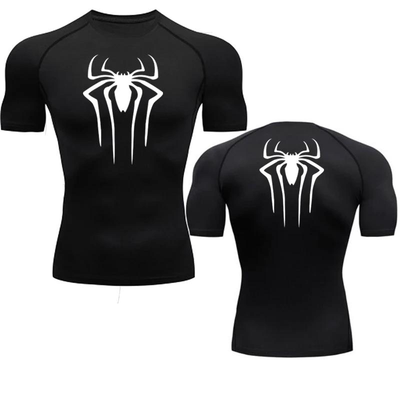Lauf T-Shirt Herren Kurzarm Kompressionsshirt Sommer Quick Dry Top Schwarz Bodybuilding Muscle Shirt Workout Atmungsaktiv Gym S