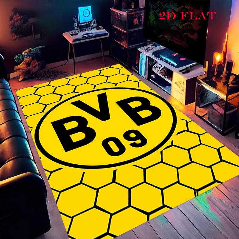 Mutiges BVB-Logo Teppich für Wohnzimmer Schlafzimmer Zuhause Sofadekoration, Kinderspiel Rutschfeste Bodenmatte 100x150cm( 39x59in)