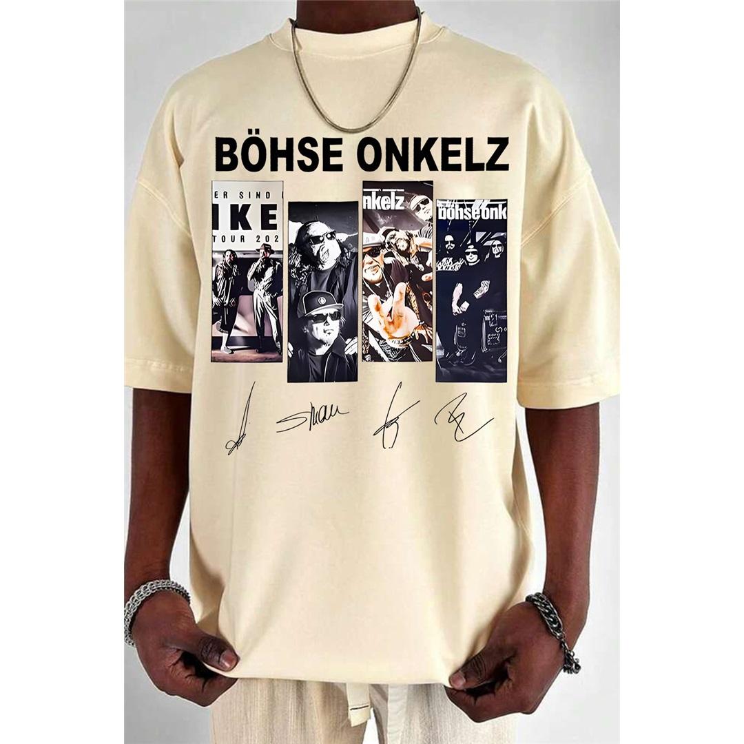 Band Böhse Onkelz Band Grafik T-Shirt Oversized Y2k Lässig Baumwolle Locker Herren Damen T-Shirts Weiblich Männlich Kleidung Bequemes Sommer Oberteil Tee XXXL orange