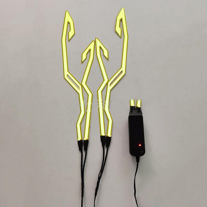 Motorrad LED Nacht Reiten Signal Helm EL Kalt Licht 4 Modus Led Fahrrad Helm Licht Streifen Dekoration Kit Bar Zubehör gelb