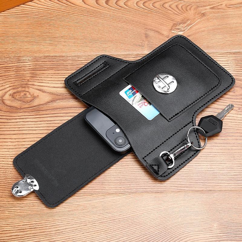 Multifunktionale Leder-Gürteltasche, Handy-Gürteltasche, Retro-Herrentasche, Handy-Schlaufe, Holster, Handytasche, Brieftasche, Handytasche Basic schwarz