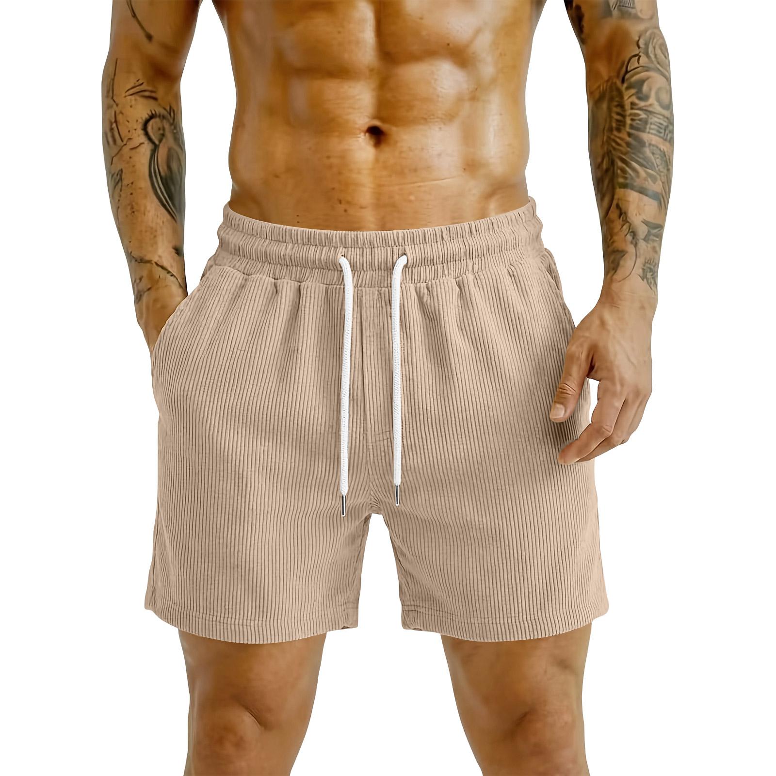 Herren Shorts Cord Cord Cordhose Elastischer Bund Herren Sporthosen Fitnessstudio Shorts Herren Lässiger Stil Leichte Sporthosen für Herren XL