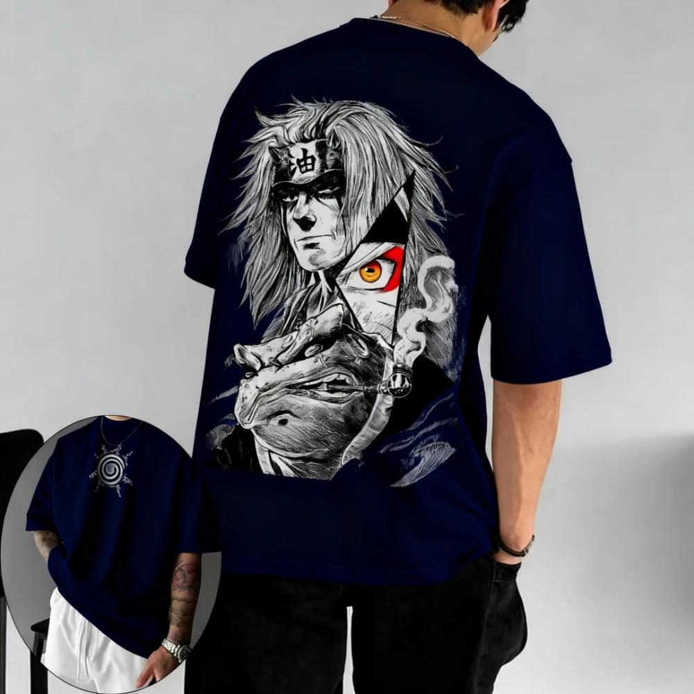 Naruto Herren T-Shirt Jiraiya Sommer und Herbst Anime Jungen Kinderbekleidung Kurzarm Retro Harajuku Stil Eltern-Kind-Kleidung 4XL rot